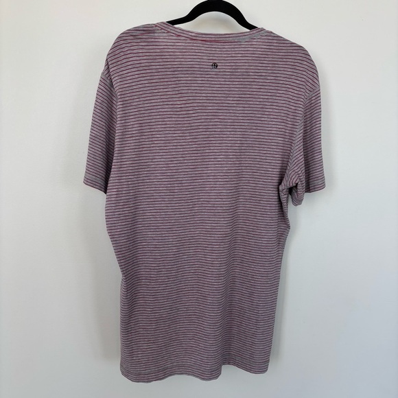 Lululemon Short Sleeved Striped V-Neck Shirt Size Men’s L - Picture 3 of 4